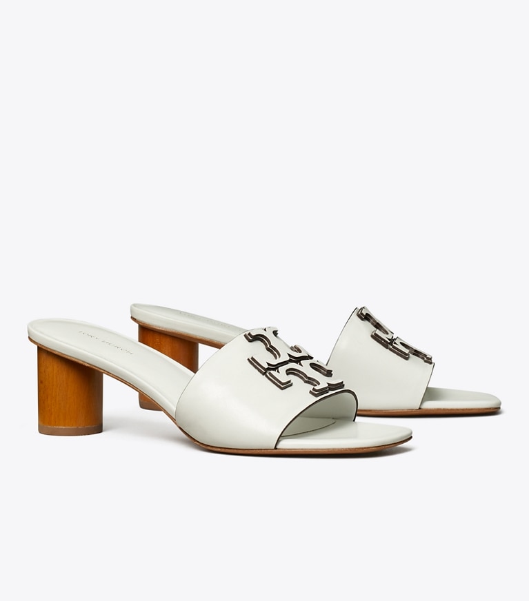 Tory Burch designer sandals Ines Heeled Mule in GARDENIA angle