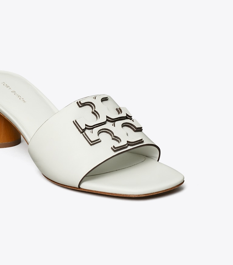Tory Burch designer sandals Ines Heeled Mule in GARDENIA angle