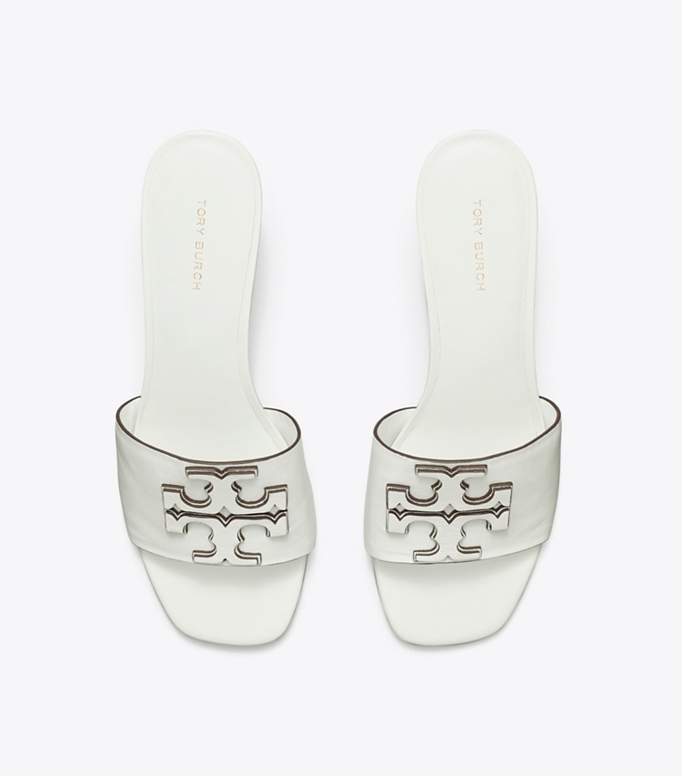 Tory Burch designer sandals Ines Heeled Mule in GARDENIA overhead