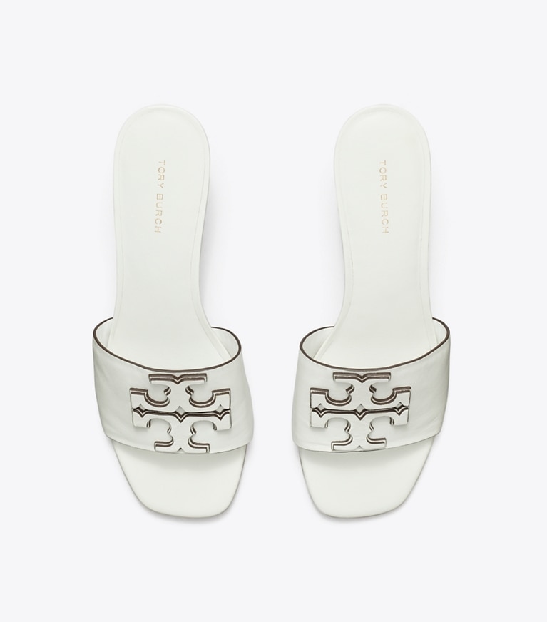 Tory Burch designer sandals Ines Heeled Mule in GARDENIA angle