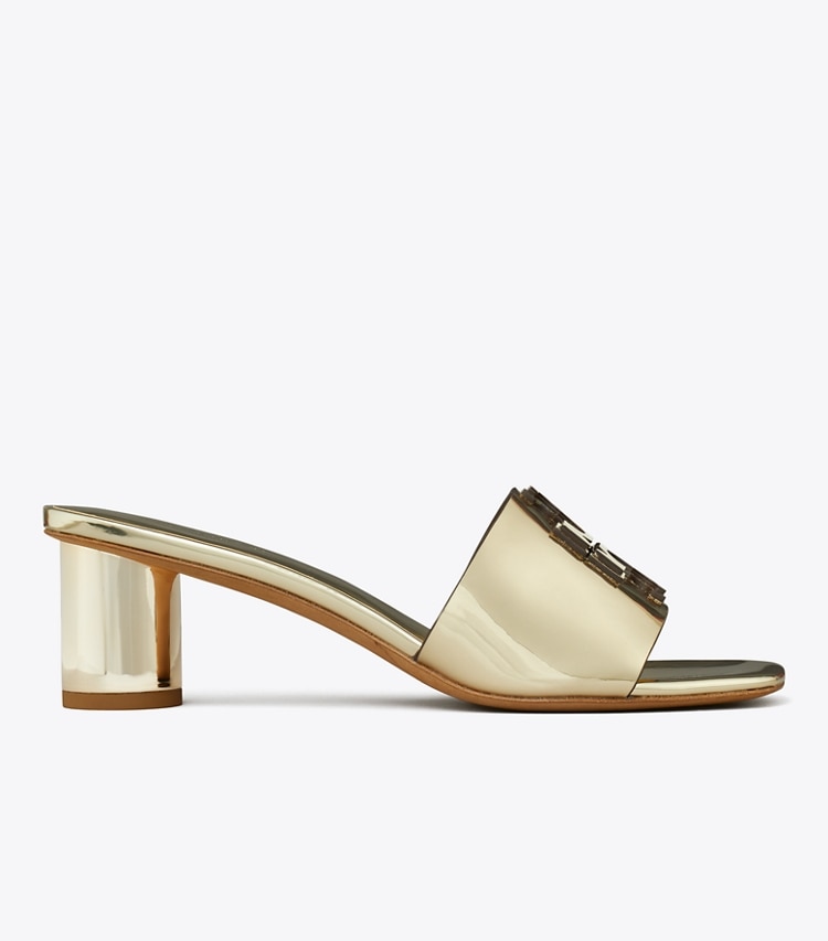 Tory Burch designer sandals Ines Heeled Mule in CRASH GOLD / GOLD side