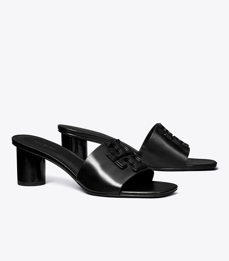 Tory Burch designer sandals Ines Heeled Sandal in PERFECT BLACK angle