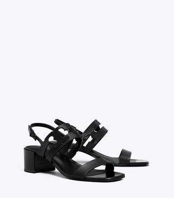 Tory Burch designer sandals Ines Heeled Sandal in PERFECT BLACK / PERFECT BLACK angle