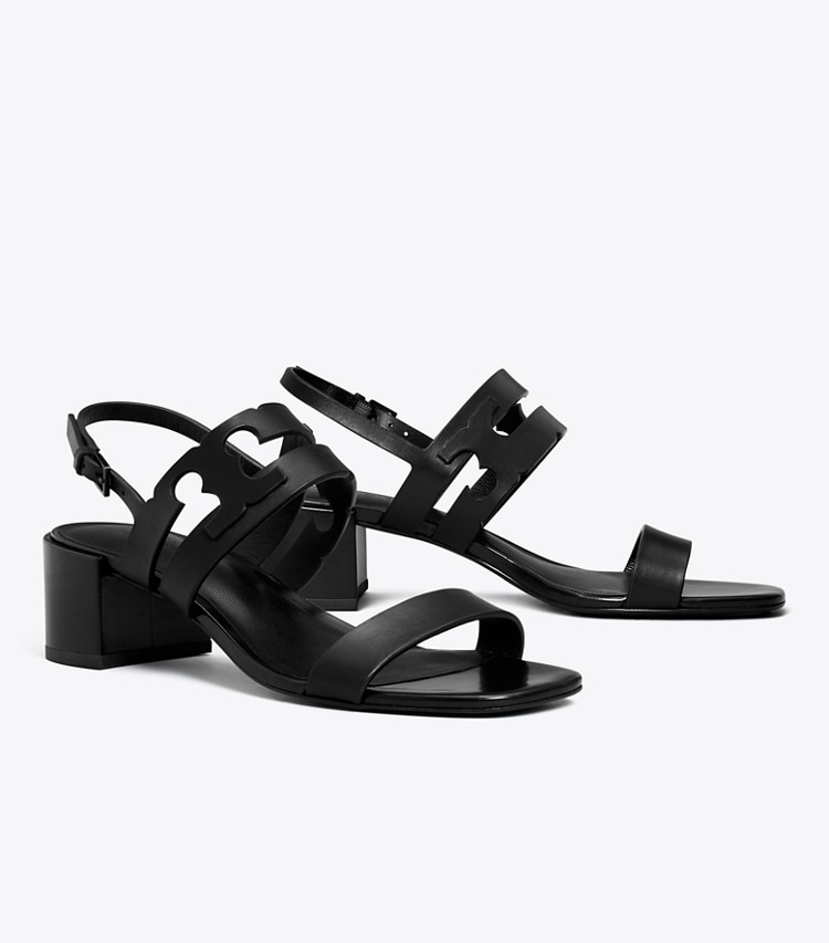 Tory Burch designer sandals Ines Heeled Sandal in PERFECT BLACK / PERFECT BLACK angle