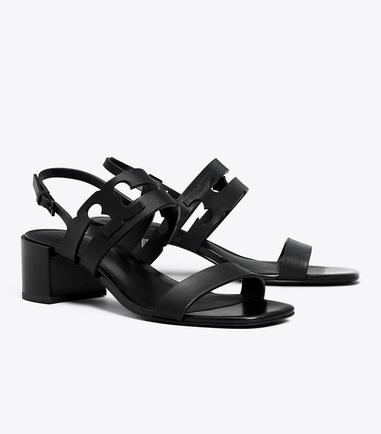 Tory Burch designer sandals Ines Heeled Sandal in PERFECT BLACK / PERFECT BLACK angle