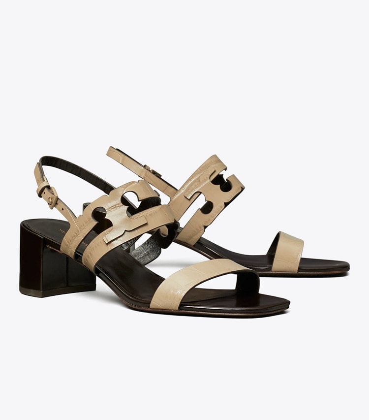 Tory Burch designer sandals Ines Heeled Sandal in STORMY GRAY / COCONUT angle