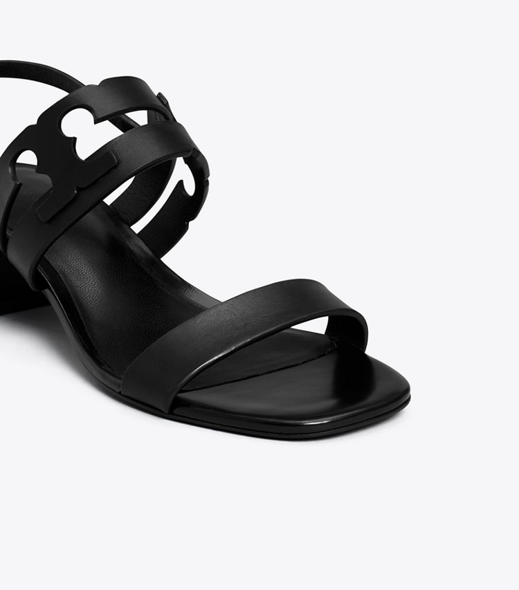 Tory Burch designer sandals Ines Heeled Sandal in PERFECT BLACK / PERFECT BLACK detail