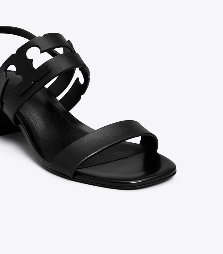 Tory Burch designer sandals Ines Heeled Sandal in PERFECT BLACK / PERFECT BLACK angle