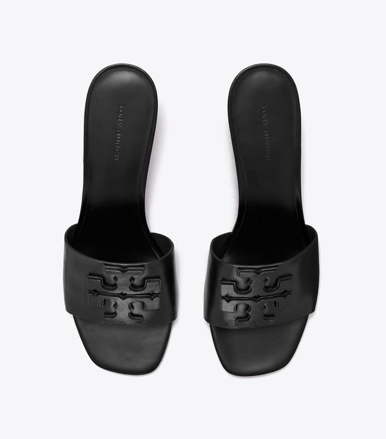 Tory Burch designer sandals Ines Heeled Sandal in PERFECT BLACK angle