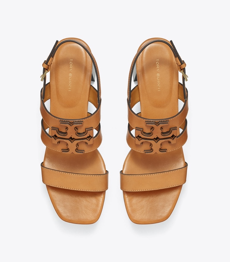 Tory Burch designer sandals Ines Heeled Sandal in CAMELLO overhead