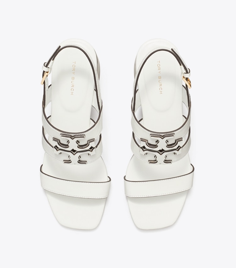 Tory Burch designer sandals Ines Heeled Sandal in GARDENIA overhead