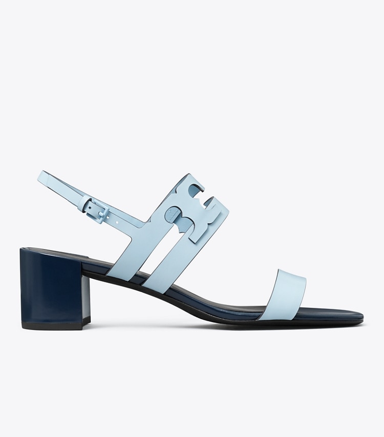 Tory Burch designer sandals Ines Heeled Sandal in PALE LAPIS / PERFECT NAVY side