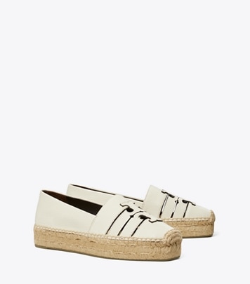 Tory Burch designer espadrilles Ines Plateau-Espadrille in LIGHT CREAM angle