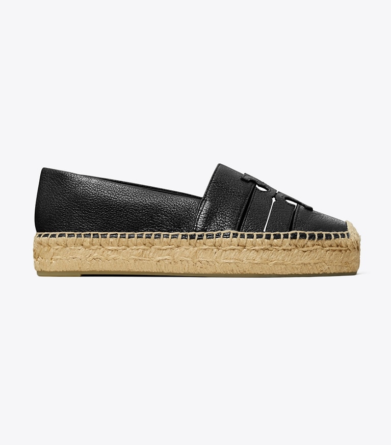 Tory Burch designer espadrilles Ines Plateau-Espadrille in PERFECT BLACK angle