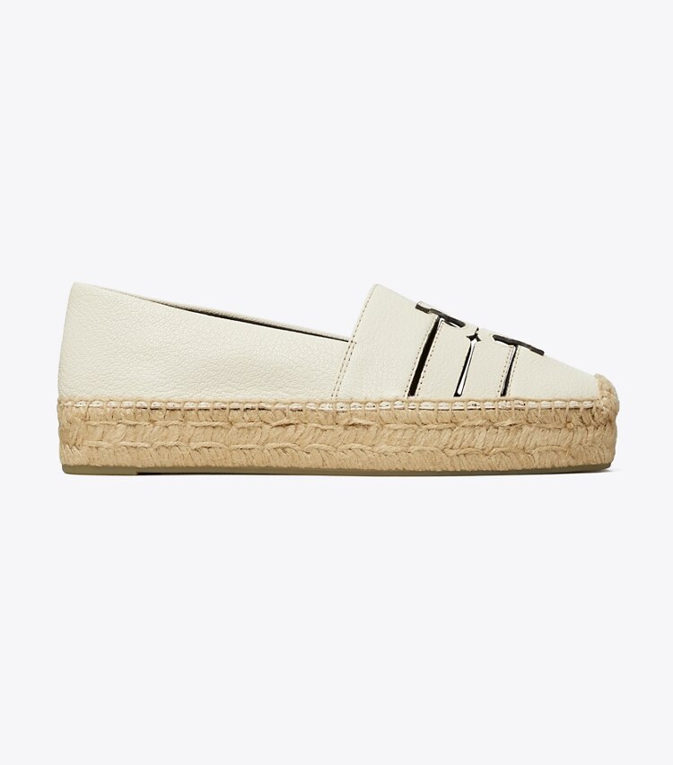 Tory Burch designer espadrilles Ines Plateau-Espadrille in LIGHT CREAM side