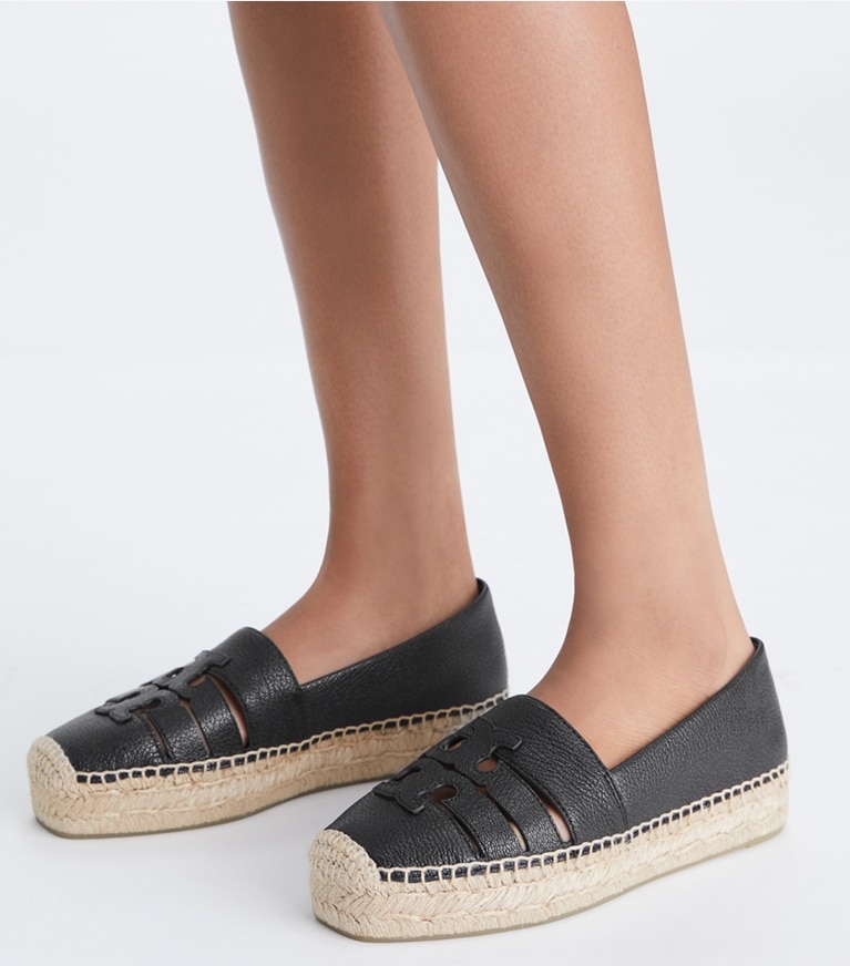 Tory Burch designer espadrilles Ines Platform Espadrille in PERFECT BLACK angle