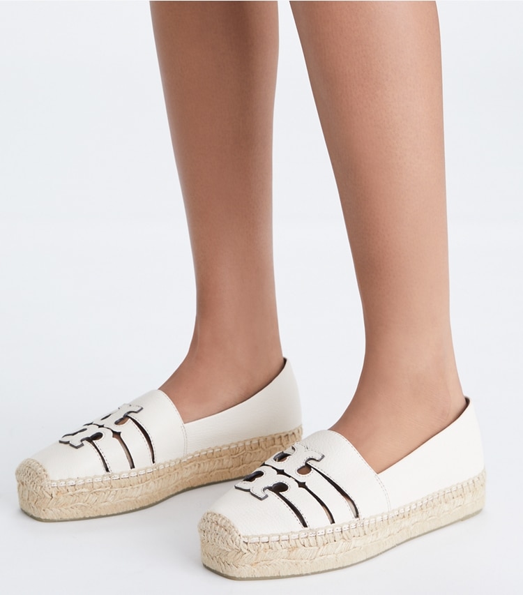 Tory Burch designer espadrilles Ines Platform Espadrille in LIGHT CREAM additional on model