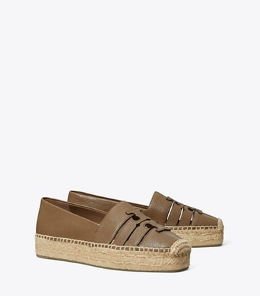 Tory Burch designer espadrilles Ines Platform Espadrille in WILD MUSHROOM angle