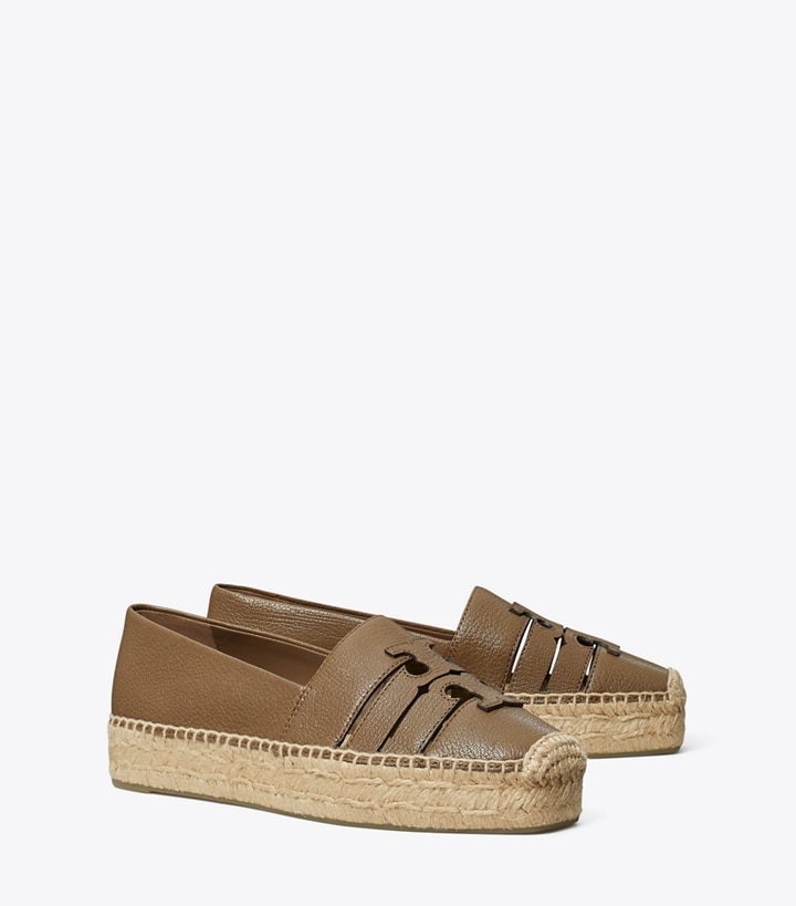 Tory Burch designer espadrilles Ines Platform Espadrille in WILD MUSHROOM angle