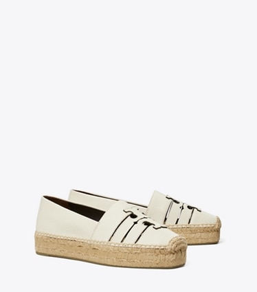 Tory Burch designer espadrilles Ines Platform Espadrille in LIGHT CREAM angle