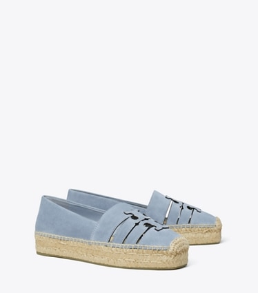Tory Burch designer espadrilles Ines Platform Espadrille in ARIA BLUE angle