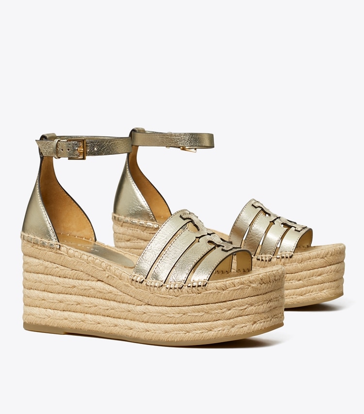 Tory Burch designer espadrilles Ines Platform Espadrille Wedge in SPARK GOLD angle