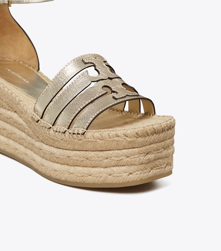 Tory Burch designer espadrilles Ines Platform Espadrille Wedge in SPARK GOLD angle