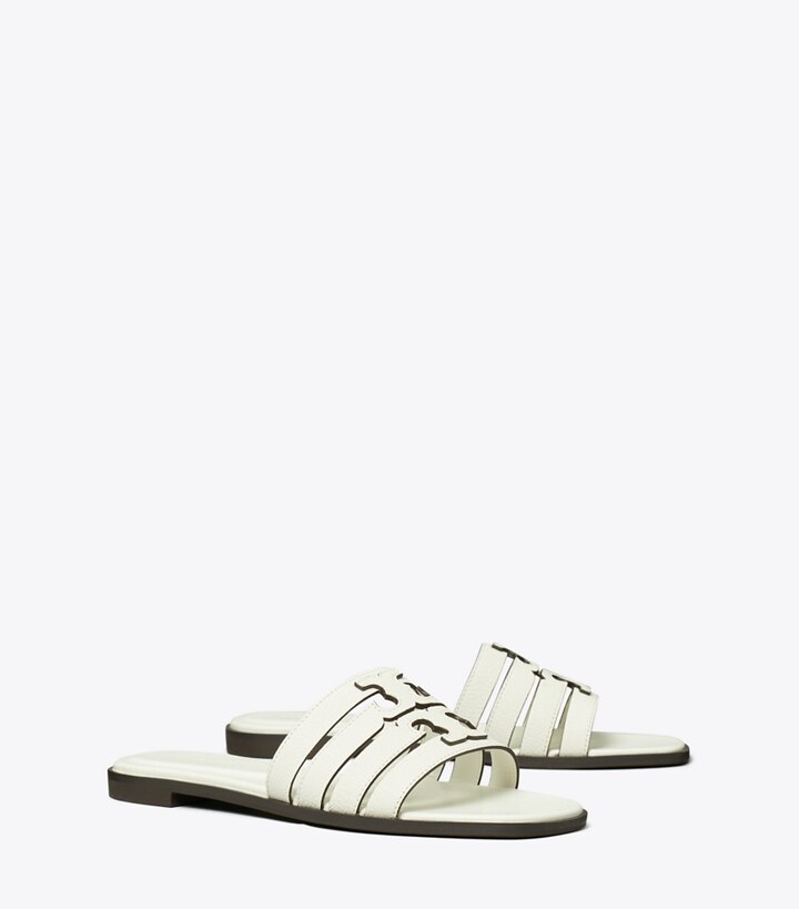 Tory Burch designer sandalen Ines Riemchen-Slide in CREAM / CREAM angle