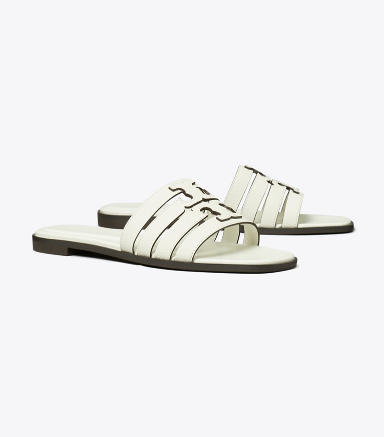 Tory Burch designer sandalen Ines Riemchen-Slide in BLANC / BLANC angle