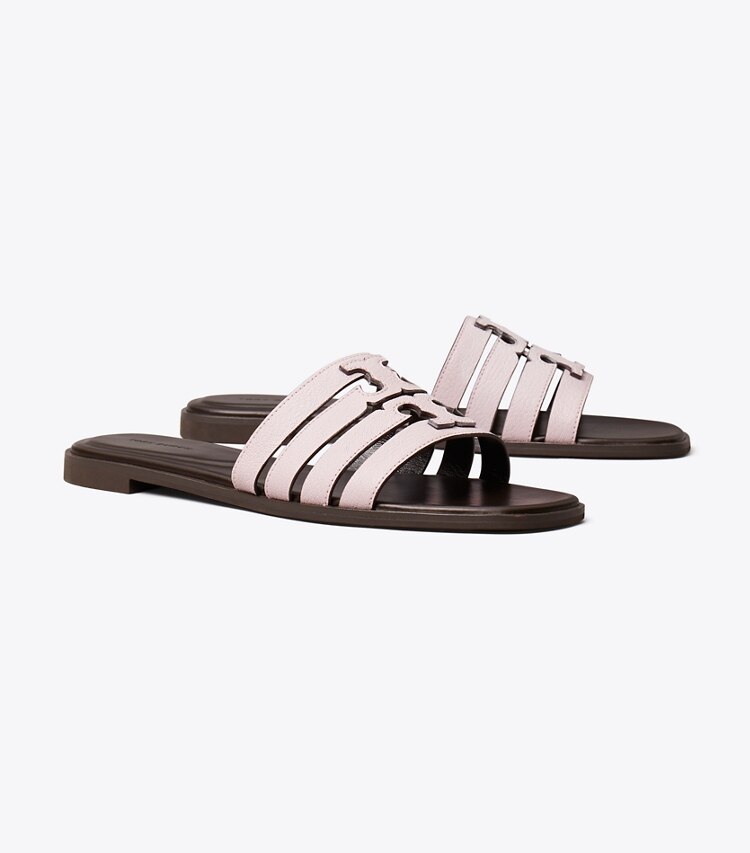 Tory Burch designer sandalen Ines Riemchen-Slide in PALE PURPLE / COCOA angle