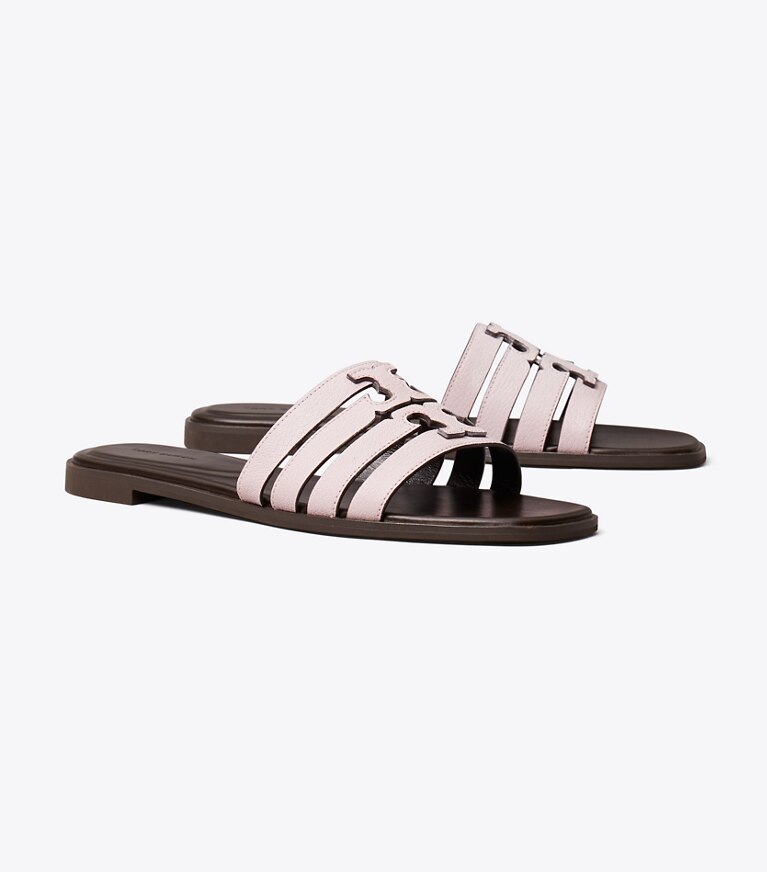Tory Burch designer sandalen Ines Riemchen-Slide in PALE PURPLE / COCOA angle