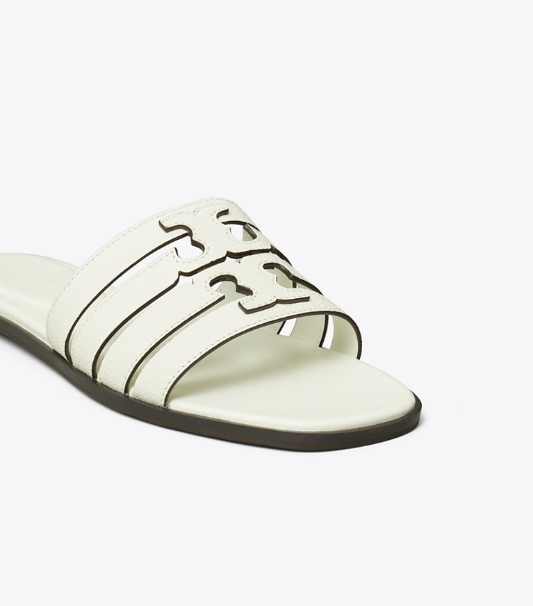 Tory Burch designer sandalen Ines Riemchen-Slide in BLANC / BLANC angle