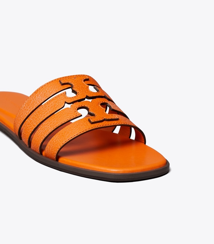 Tory Burch designer sandalen Ines Riemchen-Slide in ORANGE CITRINE / ORANGE CITRINE detail