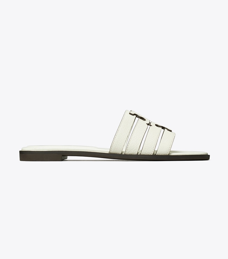 Tory Burch designer sandalen Ines Riemchen-Slide in BLANC / BLANC angle