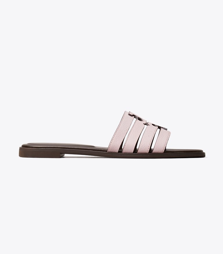 Tory Burch designer sandalen Ines Riemchen-Slide in PALE PURPLE / COCOA angle