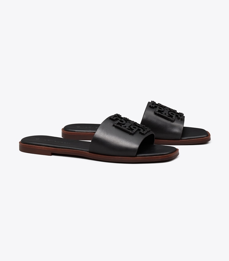Tory Burch designer sandals Ines Single-Band Slide in PERFECT BLACK  angle