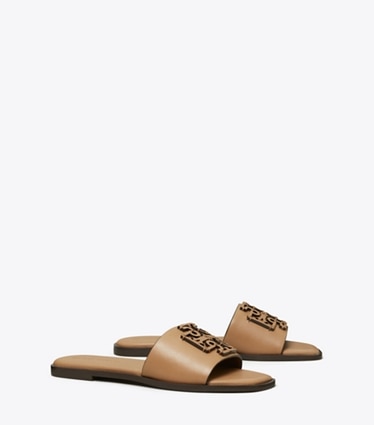 Tory Burch designer sandals Ines Single-Band Slide in ALMOND FLOUR  angle