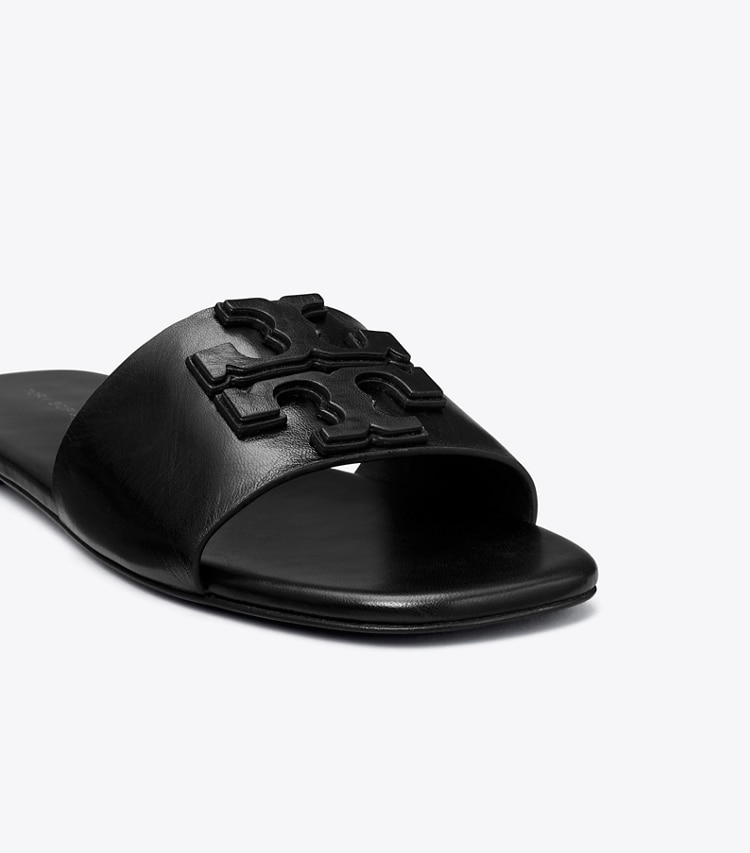Tory Burch designer sandals Ines Single-Band Slide in PERFECT BLACK detail