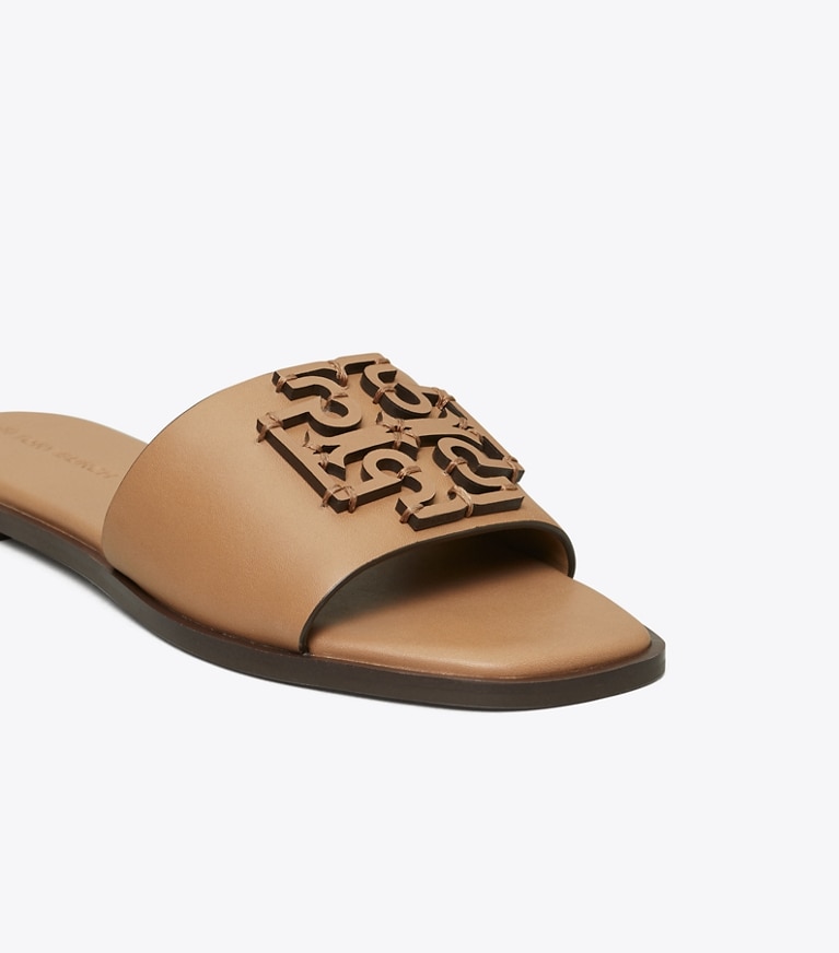 Tory Burch designer sandals Ines Single-Band Slide in ALMOND FLOUR  angle