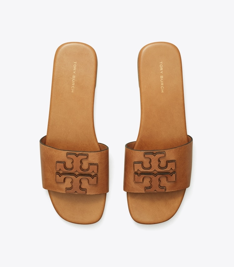 Tory Burch designer sandals Ines Single-Band Slide in TAN overhead