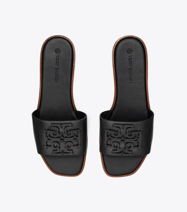 Tory Burch designer sandals Ines Single-Band Slide in PERFECT BLACK  angle