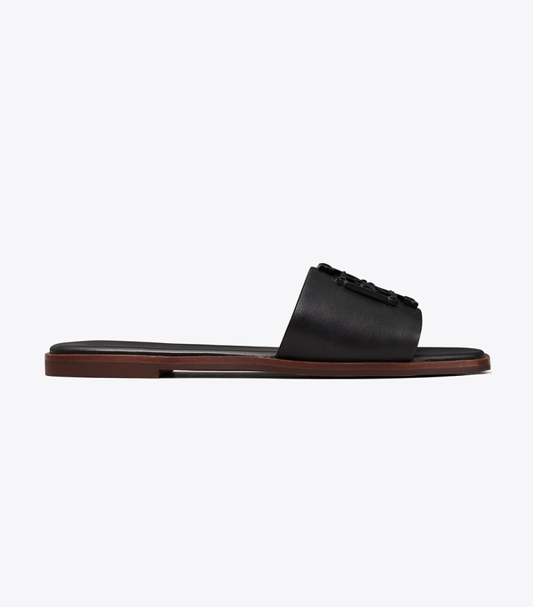 Tory Burch designer sandals Ines Single-Band Slide in PERFECT BLACK  angle