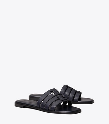 Tory Burch designer sandals Ines Slide in NEW NAVY / NEW NAVY angle