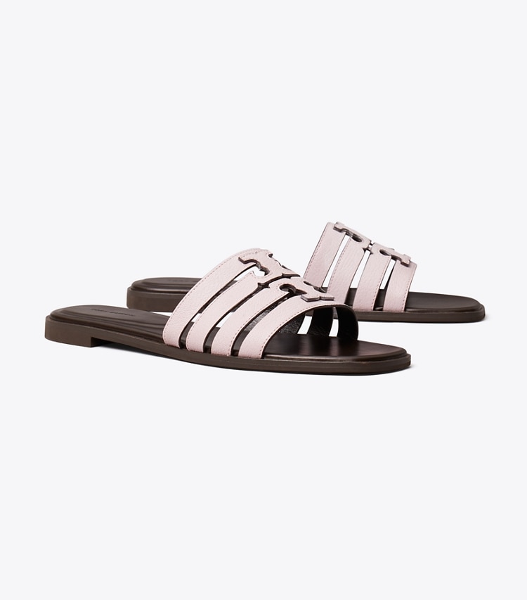 Tory Burch designer サンダル イネス マルチストラップ スライド in PALE PURPLE / COCOA angle
