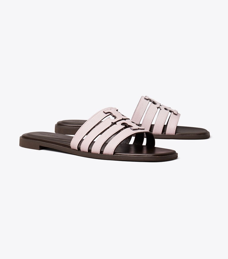 Tory Burch designer サンダル イネス マルチストラップ スライド in PALE PURPLE / COCOA angle