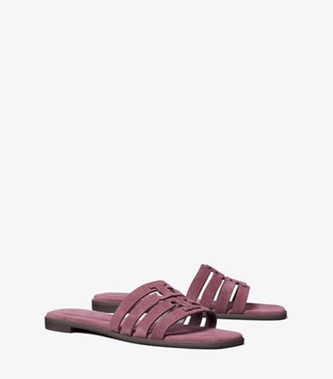 Tory Burch designer sandals Ines Slide in SOFT ORCHID / SOFT ORCHID angle