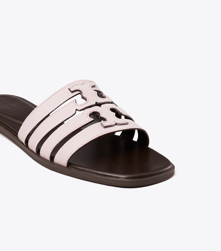 Tory Burch designer サンダル イネス マルチストラップ スライド in PALE PURPLE / COCOA angle
