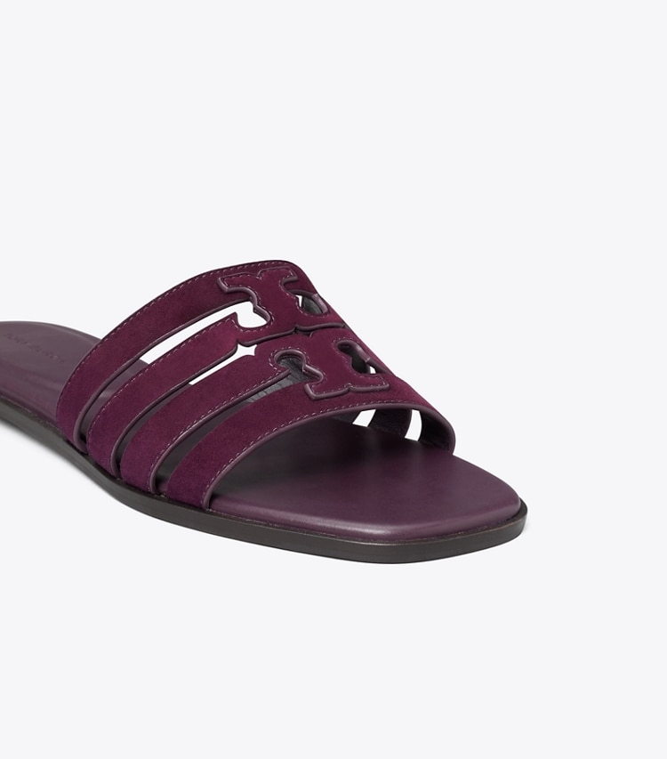 Tory Burch designer sandals Ines Slide in PLUM JAM detail