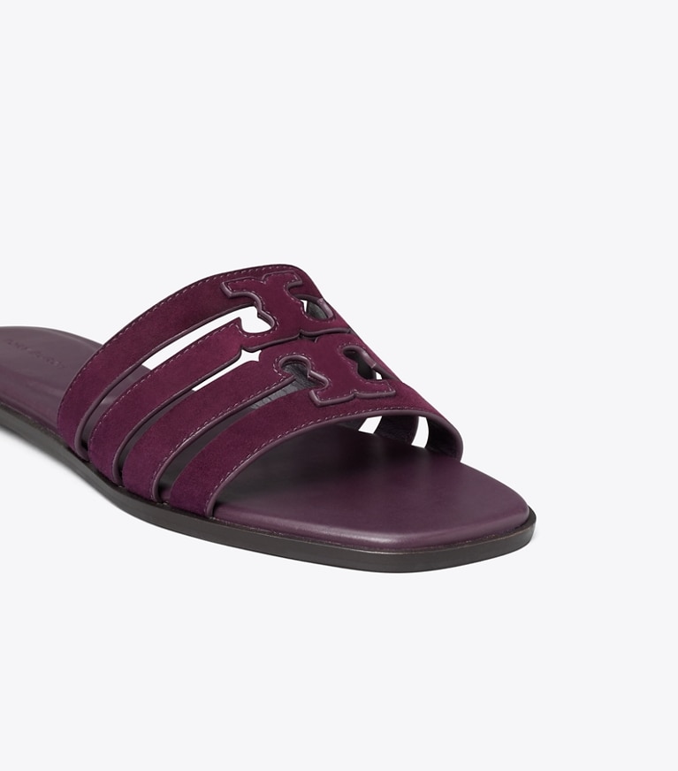 Tory Burch designer sandals Ines Slide in PLUM JAM angle