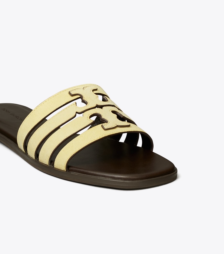 Tory Burch designer sandalen Ines Slide in MATTE SUN / COCOA angle